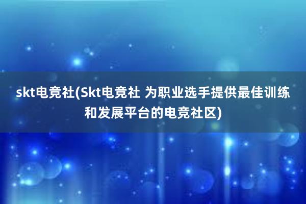 skt电竞社(Skt电竞社 为职业选手提供最佳训练和发展平台的电竞社区)