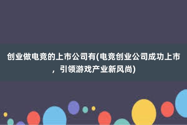 创业做电竞的上市公司有(电竞创业公司成功上市，引领游戏产业新风尚)