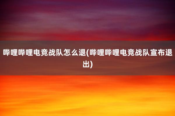 哔哩哔哩电竞战队怎么退(哔哩哔哩电竞战队宣布退出)