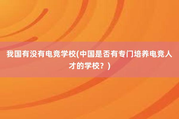 我国有没有电竞学校(中国是否有专门培养电竞人才的学校？)