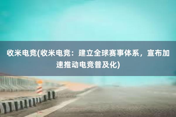 收米电竞(收米电竞：建立全球赛事体系，宣布加速推动电竞普及化)