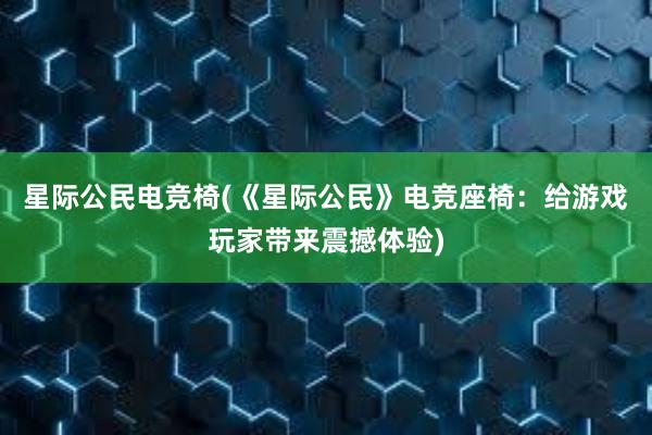 星际公民电竞椅(《星际公民》电竞座椅：给游戏玩家带来震撼体验)