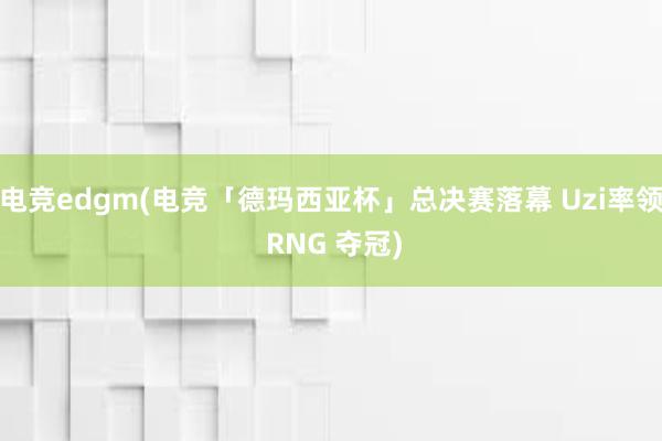 电竞edgm(电竞「德玛西亚杯」总决赛落幕 Uzi率领 RNG 夺冠)