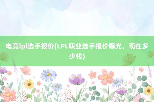 电竞lpl选手报价(LPL职业选手报价曝光，现在多少钱)