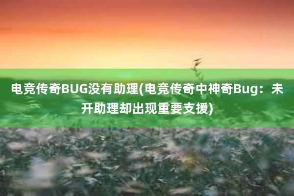 电竞传奇BUG没有助理(电竞传奇中神奇Bug：未开助理却出现重要支援)