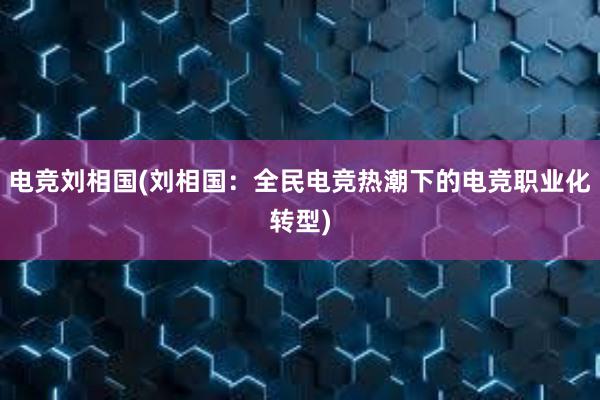 电竞刘相国(刘相国：全民电竞热潮下的电竞职业化转型)