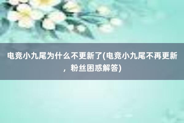 电竞小九尾为什么不更新了(电竞小九尾不再更新，粉丝困惑解答)