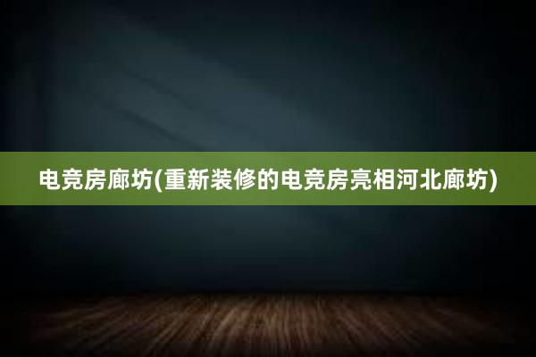 电竞房廊坊(重新装修的电竞房亮相河北廊坊)