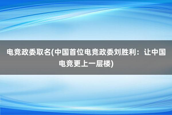 电竞政委取名(中国首位电竞政委刘胜利：让中国电竞更上一层楼)