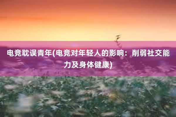 电竞耽误青年(电竞对年轻人的影响：削弱社交能力及身体健康)