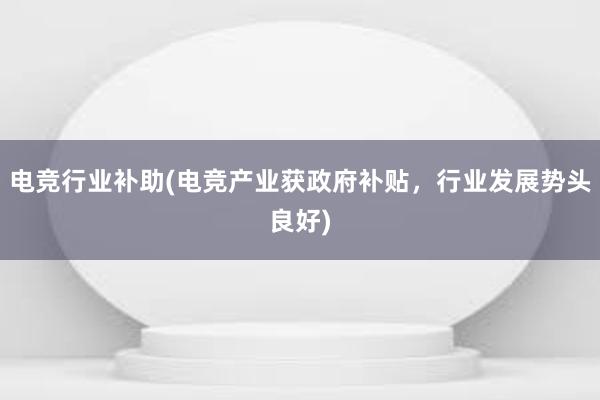 电竞行业补助(电竞产业获政府补贴，行业发展势头良好)