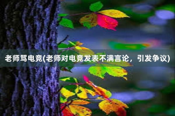 老师骂电竞(老师对电竞发表不满言论，引发争议)