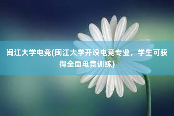 闽江大学电竞(闽江大学开设电竞专业，学生可获得全面电竞训练)