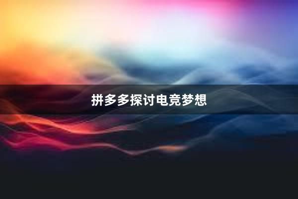 拼多多探讨电竞梦想