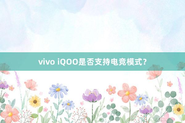 vivo iQOO是否支持电竞模式？