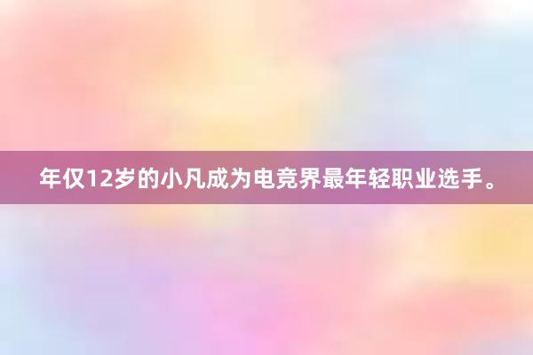 年仅12岁的小凡成为电竞界最年轻职业选手。