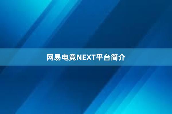 网易电竞NEXT平台简介