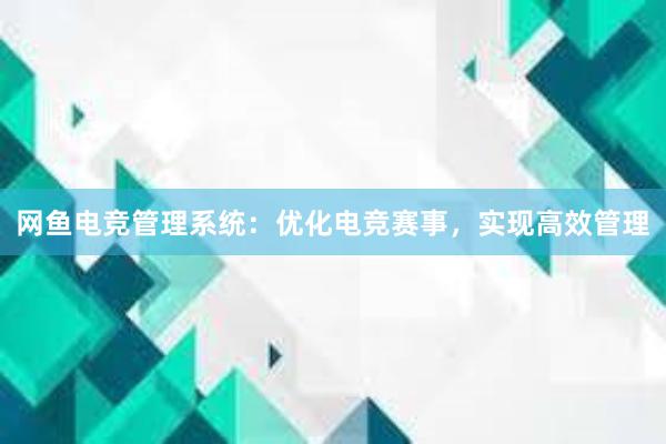 网鱼电竞管理系统：优化电竞赛事，实现高效管理